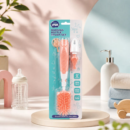 Baby Feeding Bottle Cleaning Brush Set, BPA Free – Pink