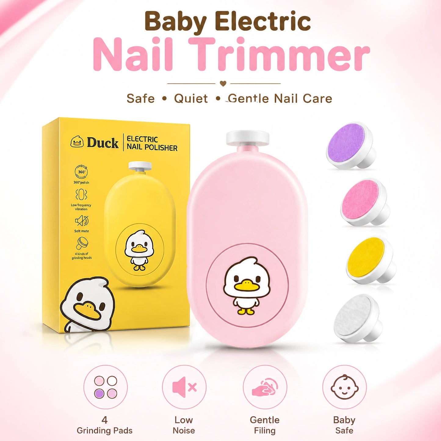 Pink Duck Electric Baby Nail Trimmer – Safe for Newborns