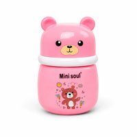 Cute Bear Baby Powder Storage Box with Puff – Pink