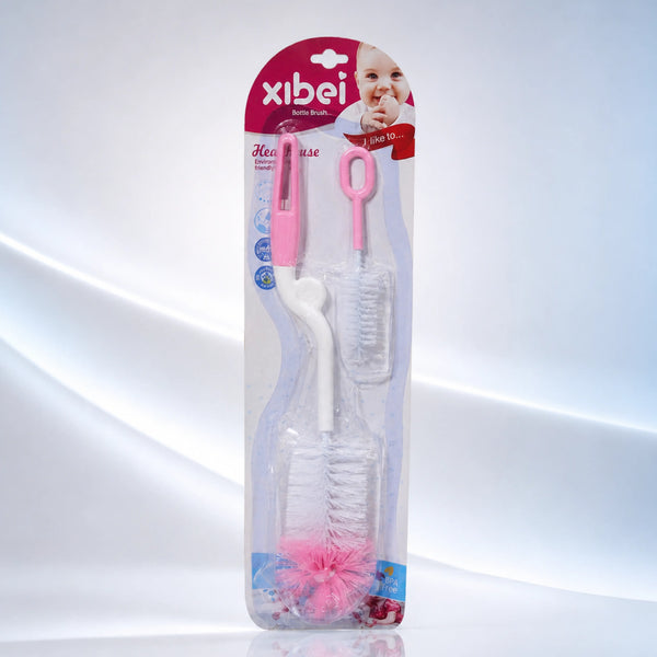 Baby Feeding Bottle Cleaning Brush Set, BPA Free – Pink