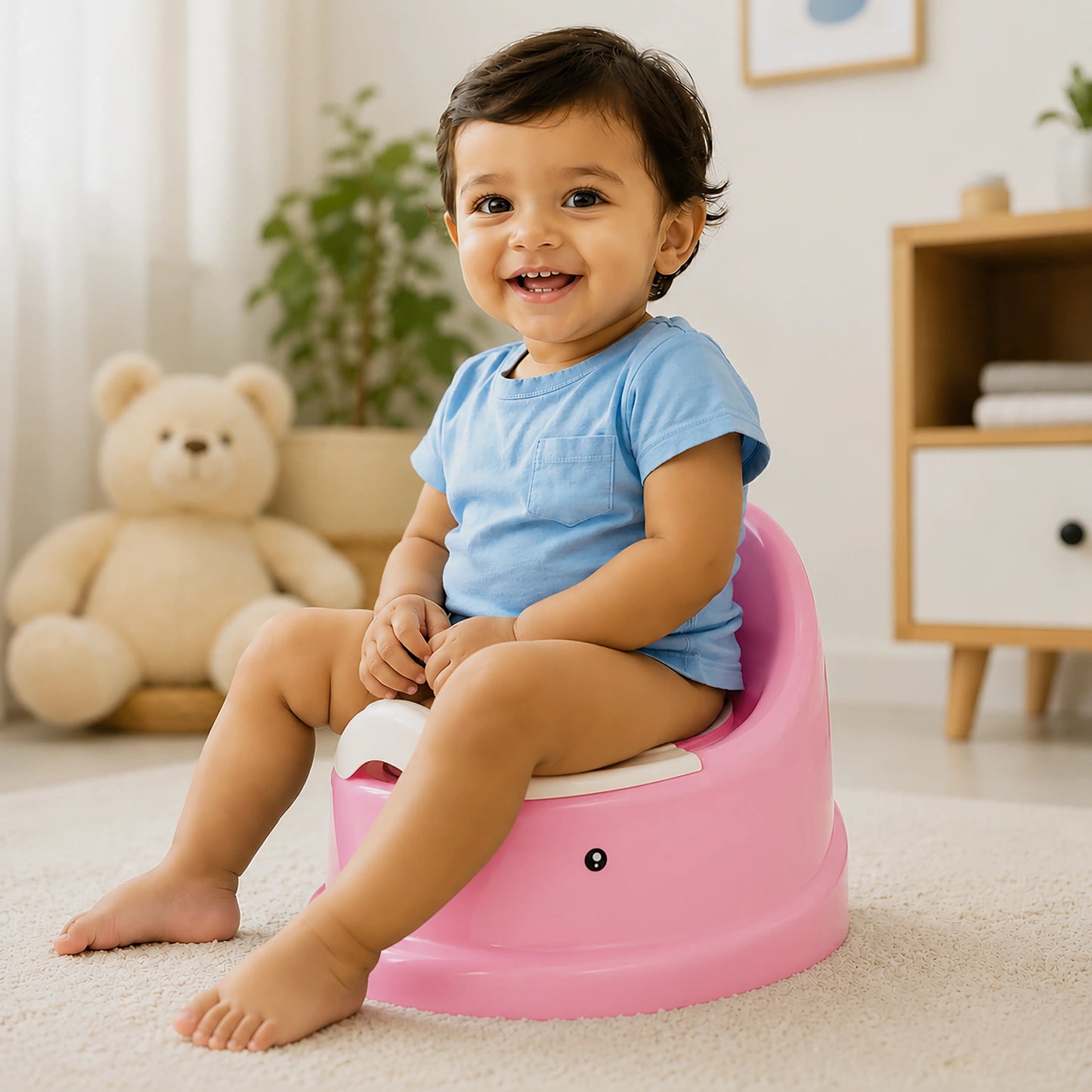 Fish Design Baby Potty Chair with Backrest – Pink