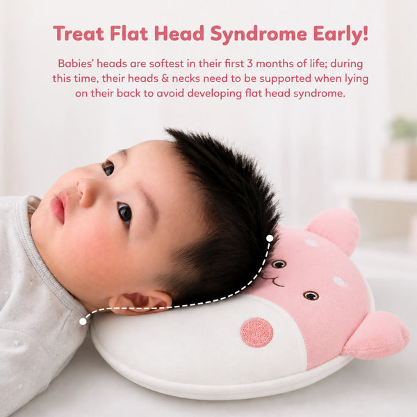Pink Cat Design Baby Head Shaping Pillow – Pack of 1