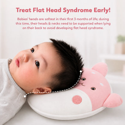 Pink Cat Design Baby Head Shaping Pillow – Pack of 1