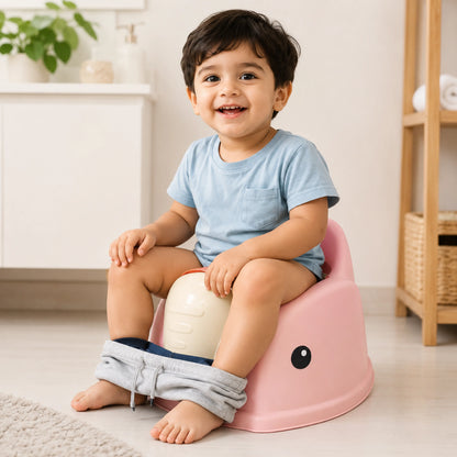 Elephant Design Baby Potty Chair with Backrest – Pink
