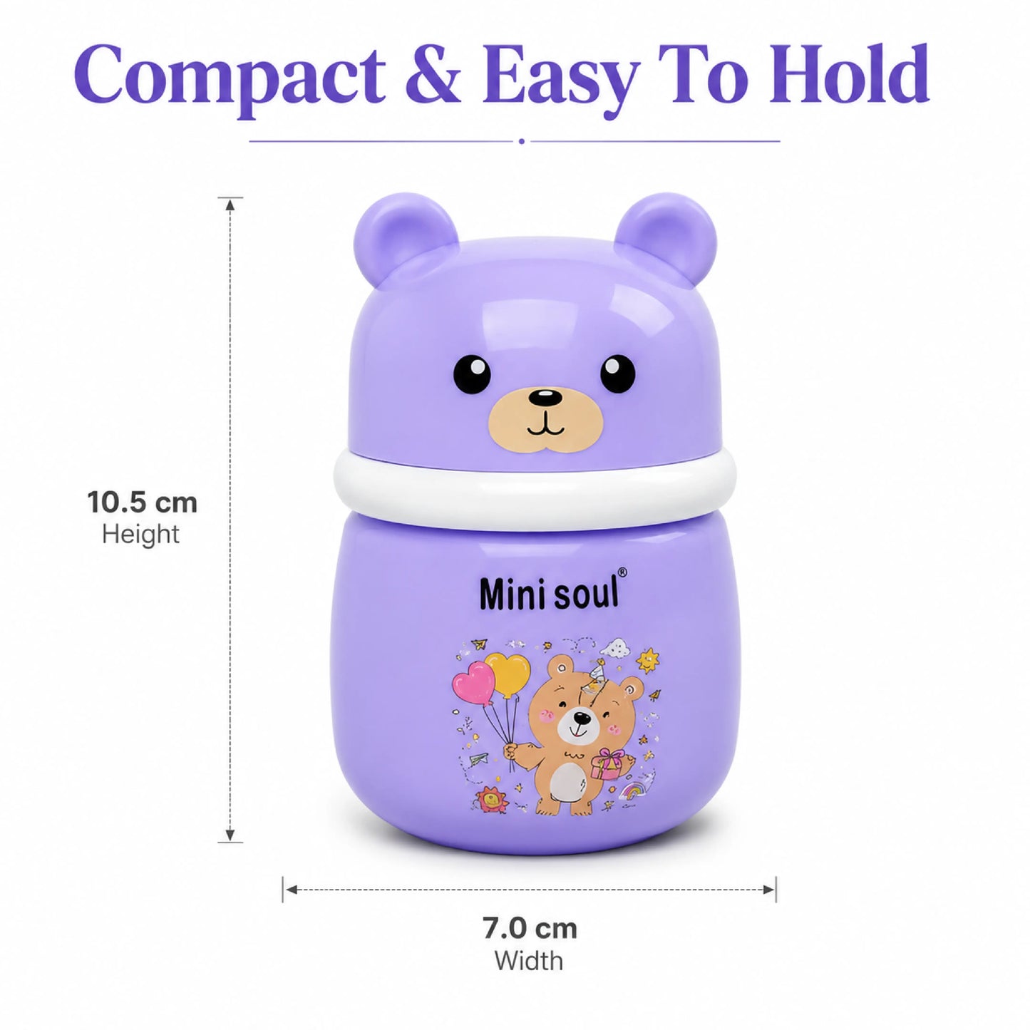 Cute Bear Baby Powder Storage Box with Puff – Purple
