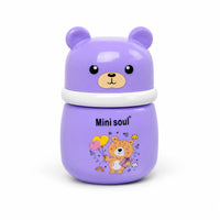 Cute Bear Baby Powder Storage Box with Puff – Purple