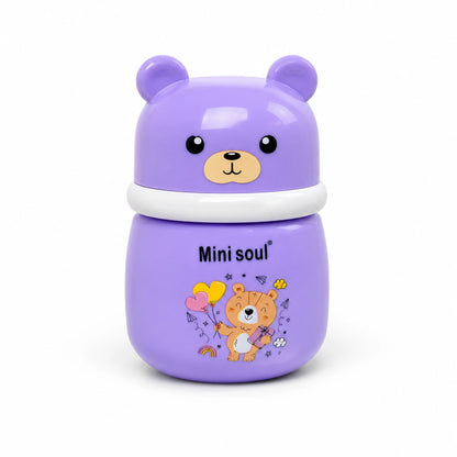 Cute Bear Baby Powder Storage Box with Puff – Purple