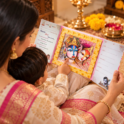 Vidhaata Lekh Baby Birth Record Book | Traditional Newborn Birth Details & Blessing Book with Radha Krishna Design