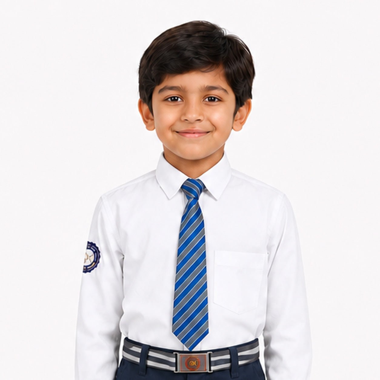 Shri Raj School Uniform Necktie | Blue & Grey