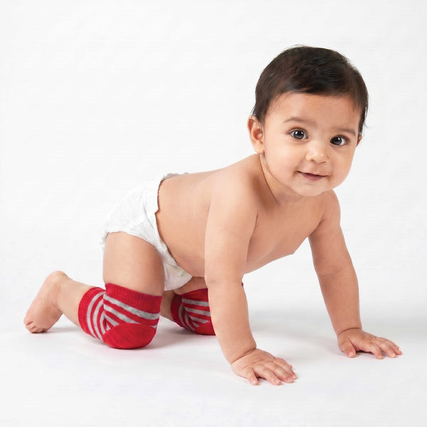 Infant Knee Pads – Red & Grey | Anti Slip Crawling Guard