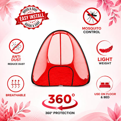 Foldable Pop-Up Mosquito Net Tent –Red