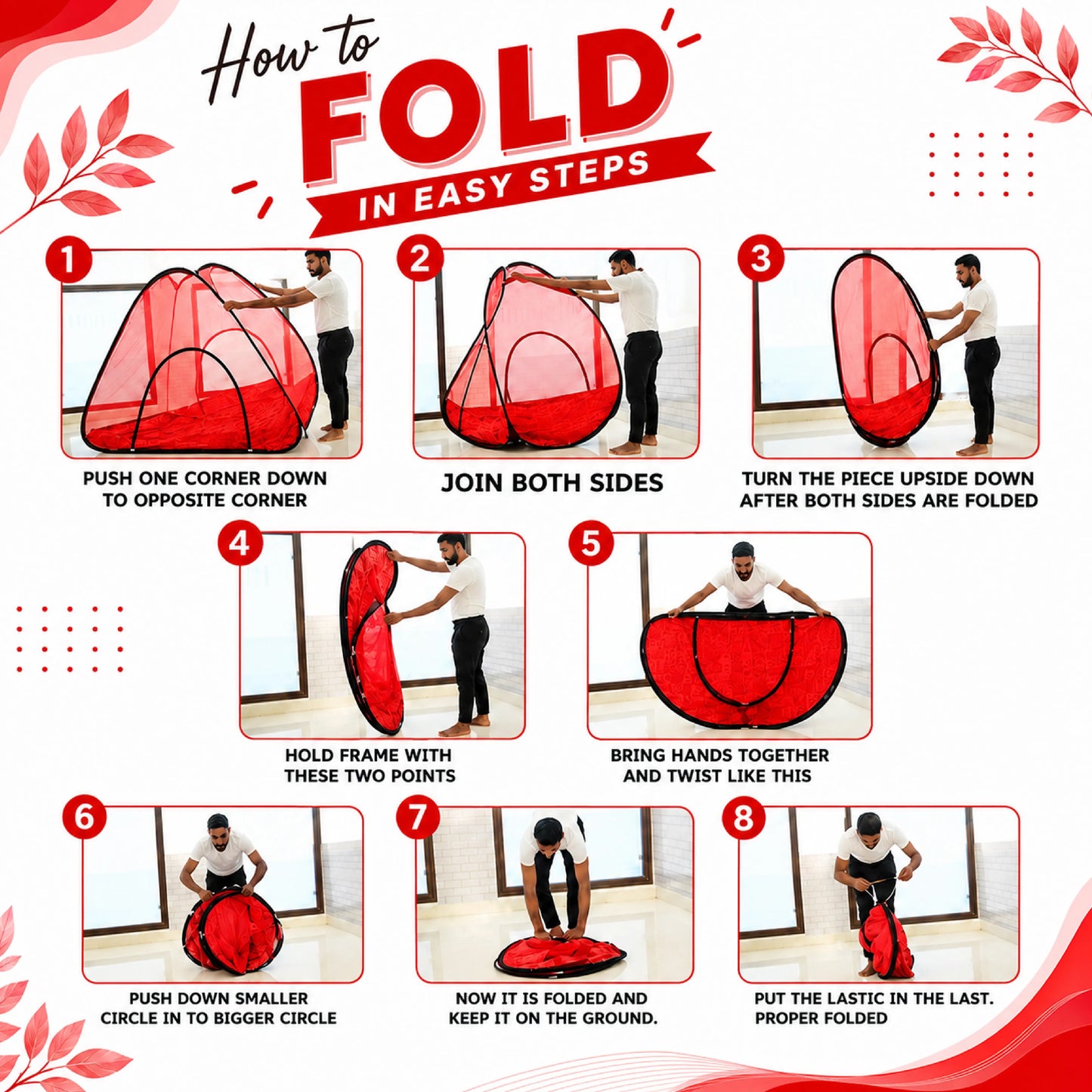 Foldable Pop-Up Mosquito Net Tent –Red