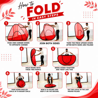 Foldable Pop-Up Mosquito Net Tent –Red