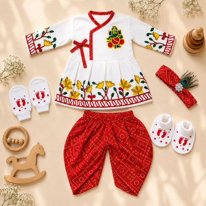 Baby Boy Krishna Look for Chhathi Ceremony Dress Set – Red