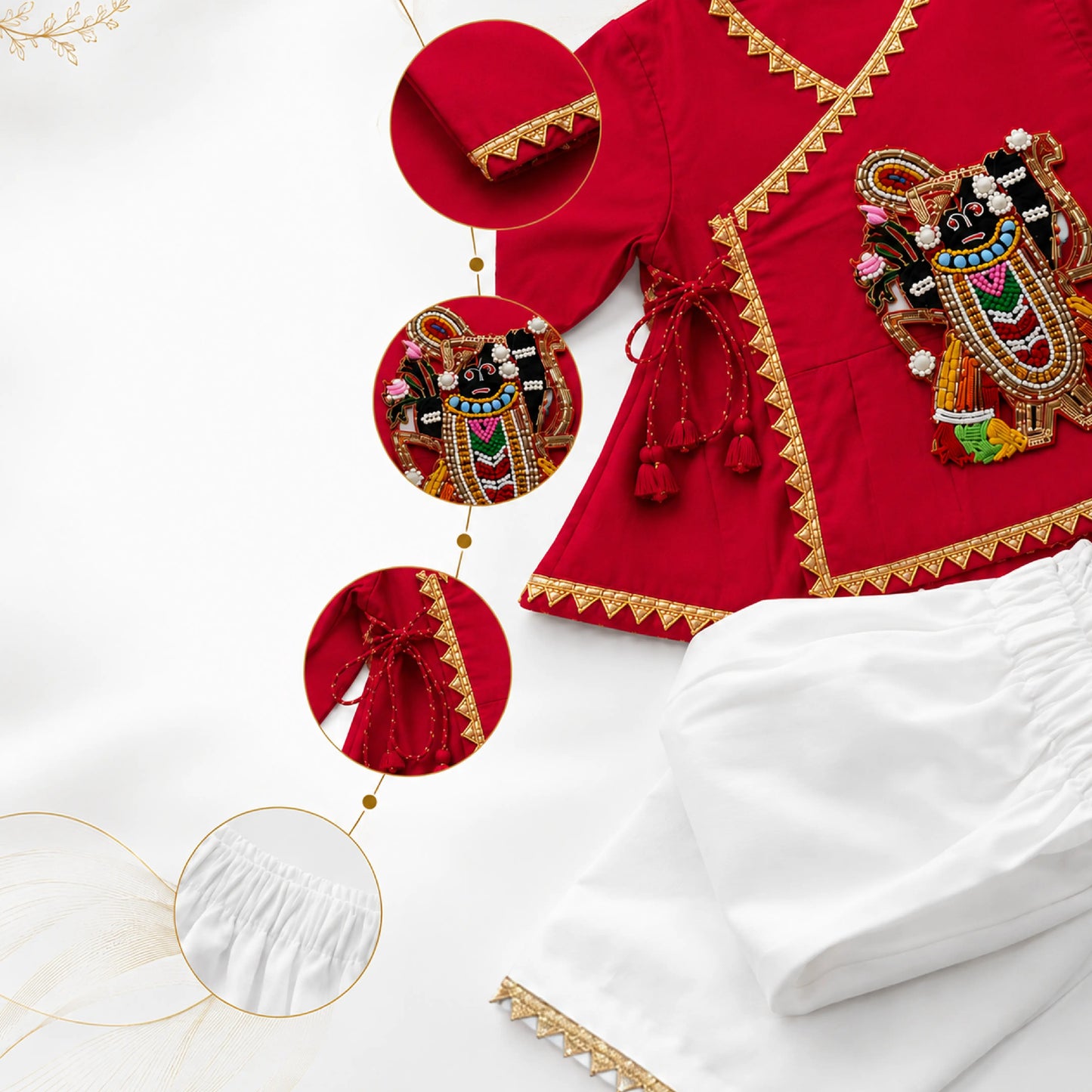 Baby Boy Shree Nathji Chhathi Pujan Ethnic Outfit Set – Red