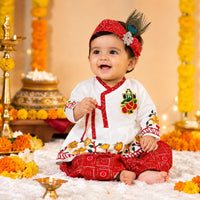 Baby Boy Krishna Look for Chhathi Ceremony Dress Set – Red