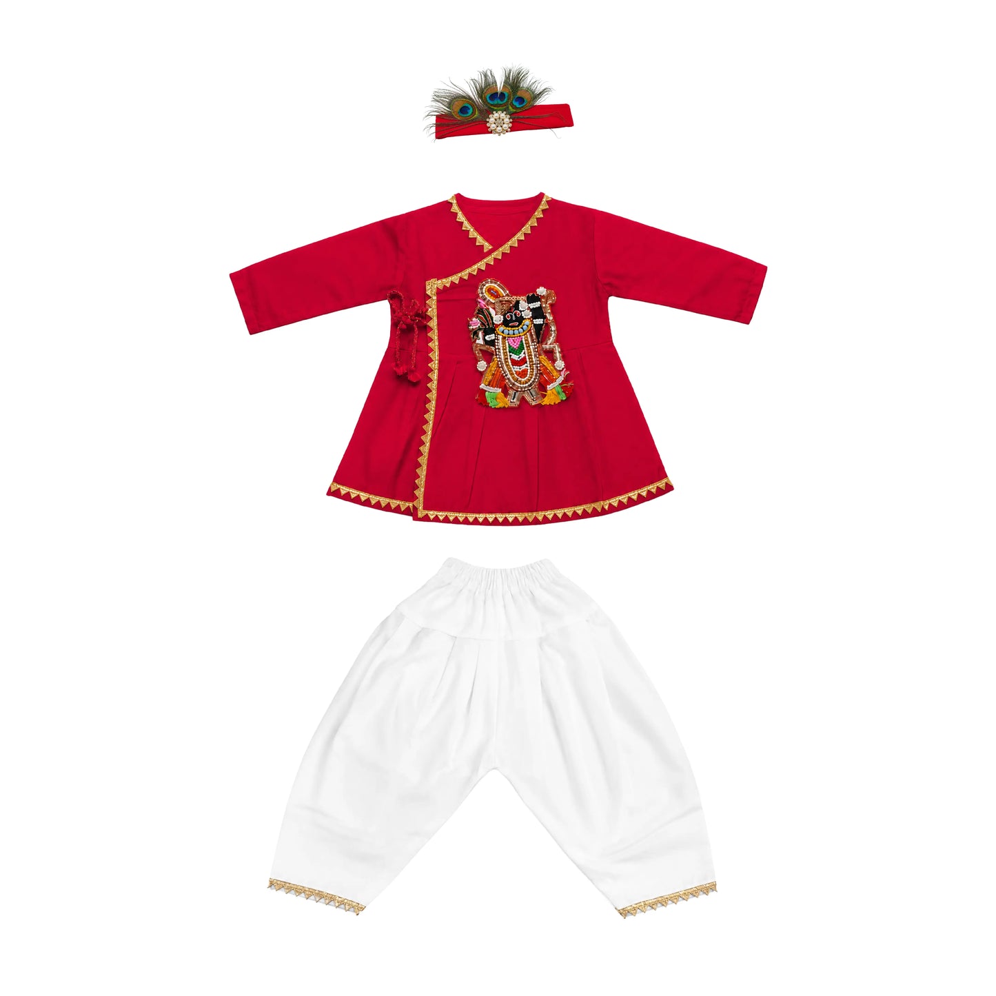 Baby Boy Shree Nathji Chhathi Pujan Ethnic Outfit Set – Red