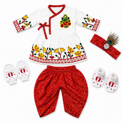 Baby Boy Krishna Look for Chhathi Ceremony Dress Set – Red