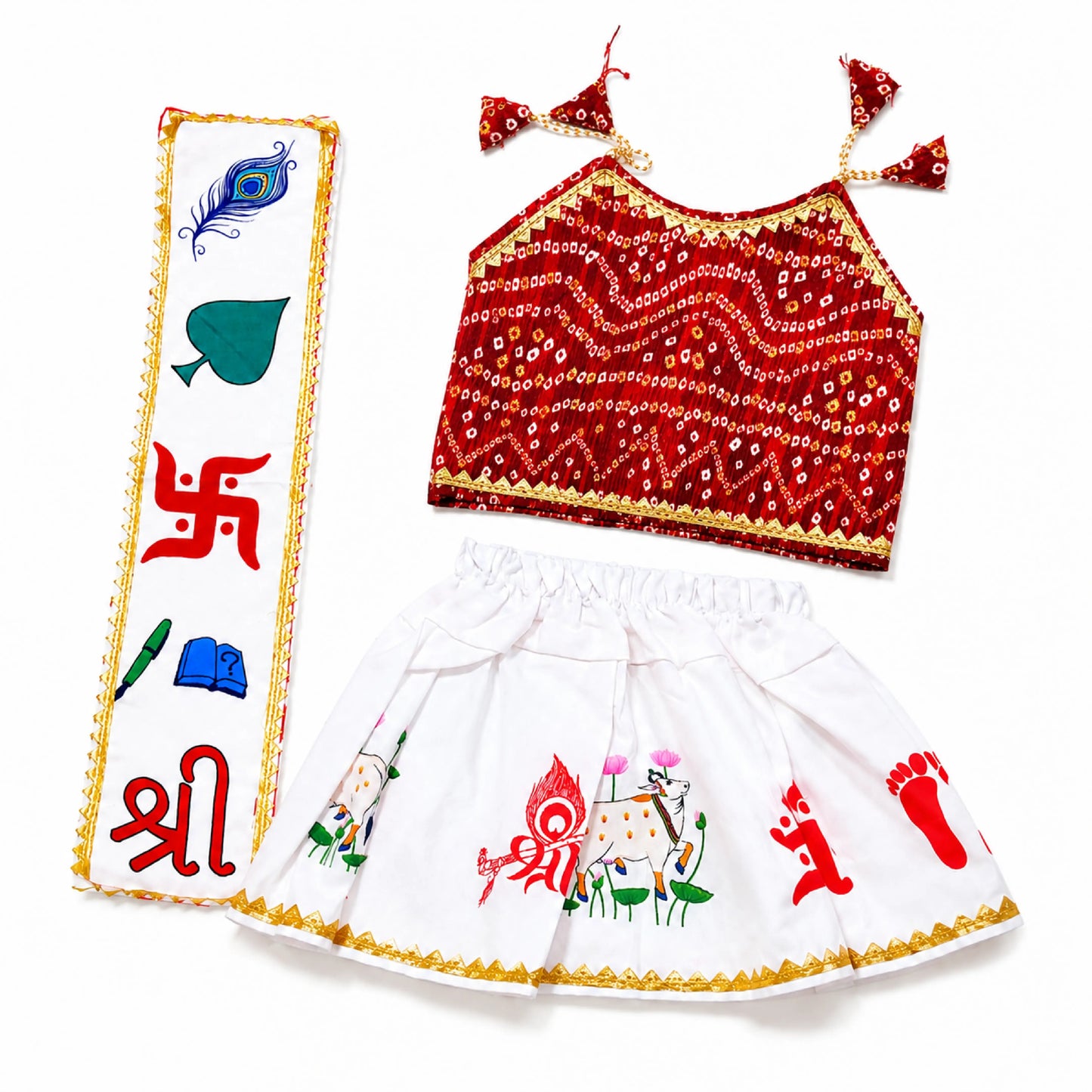 Baby Girl Chhathi Pujan Dress Set – Red