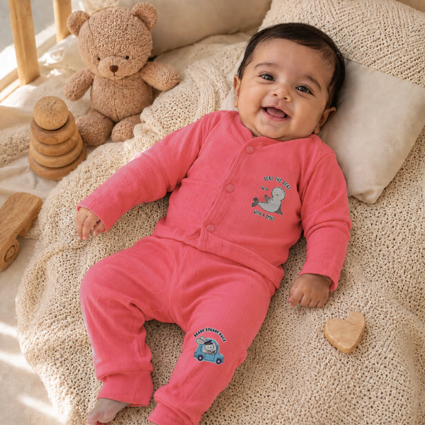 Retro Red Cucumber Baby Boy & Girl Cotton Full Sleeve Vest - Pajama Set