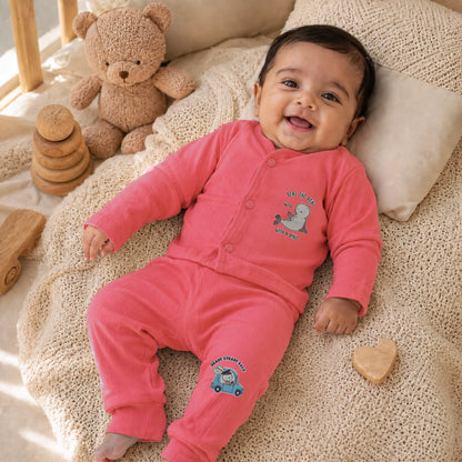 Retro Red Cucumber Baby Boy & Girl Cotton Full Sleeve Vest - Pajama Set