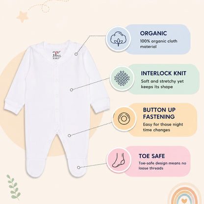 Pure Cotton Full Sleeve Baby Jabla (Sadra) with Front Snap Buttons