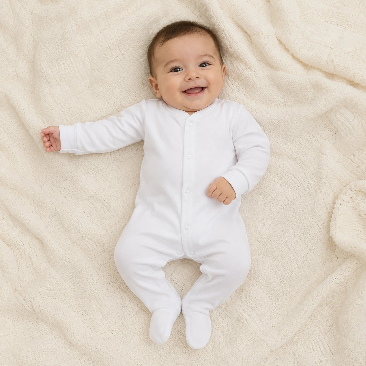 Pure Cotton Full Sleeve Baby Jabla (Sadra) with Front Snap Buttons