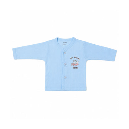 Sky Blue Cucumber Baby Boy & Girl Cotton Full Sleeve Vest - Pajama Set