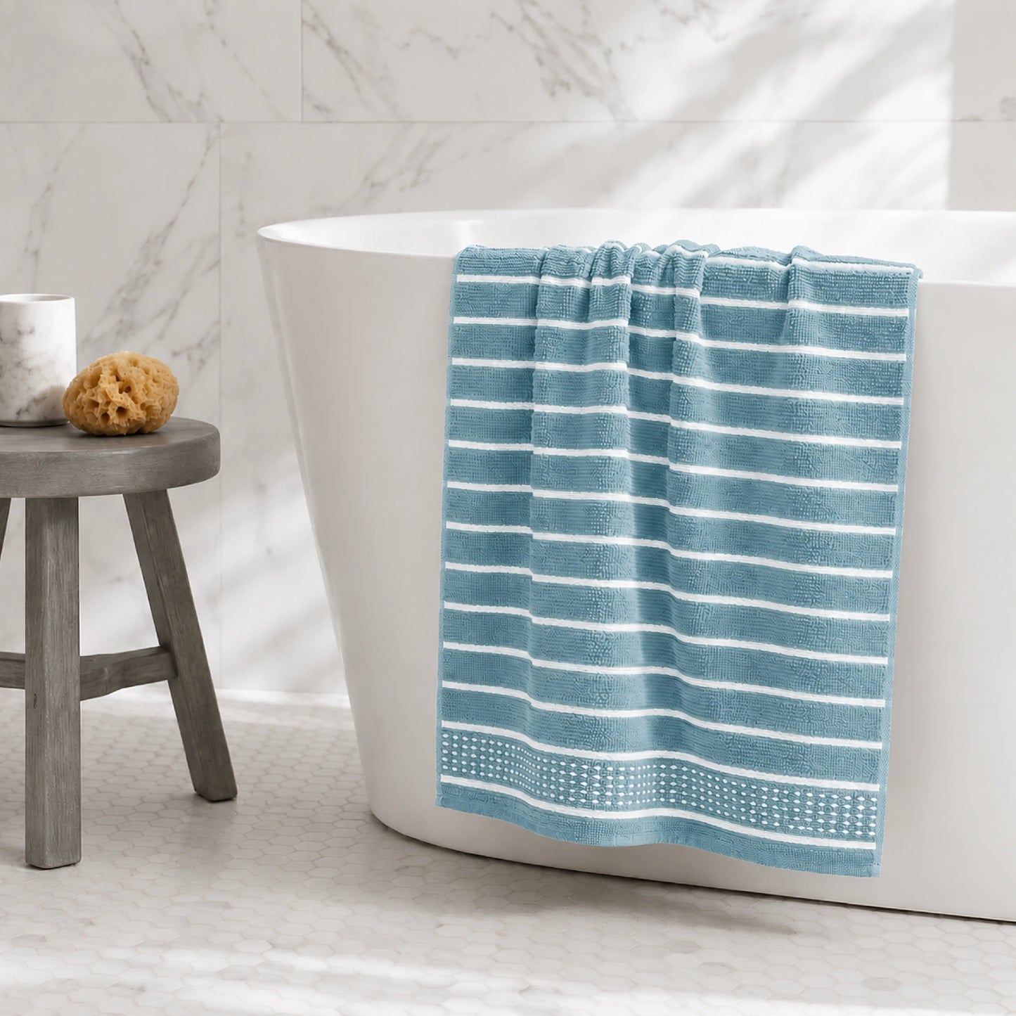 Premium Linen Bath Towel for Men & Women – Slate Blue