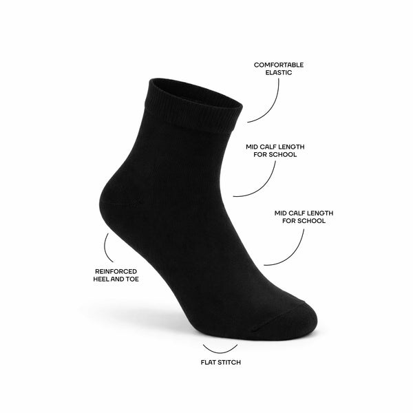 Black School Ankle Socks