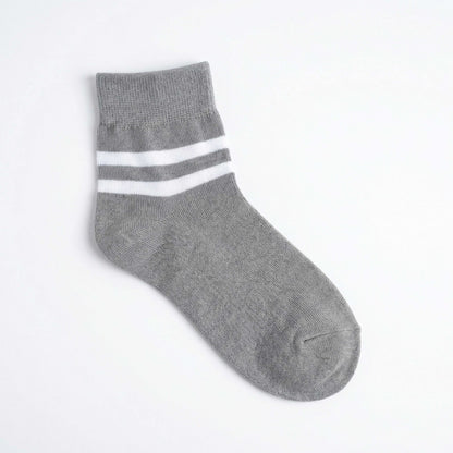 Grey White Striped School Socks