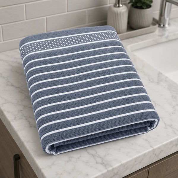 Premium Linen Bath Towel for Men & Women – Steel Blue
