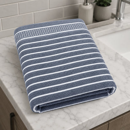 Premium Linen Bath Towel for Men & Women – Steel Blue