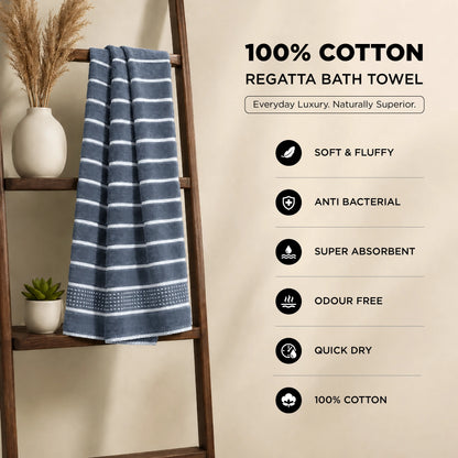 Premium Linen Bath Towel for Men & Women – Steel Blue