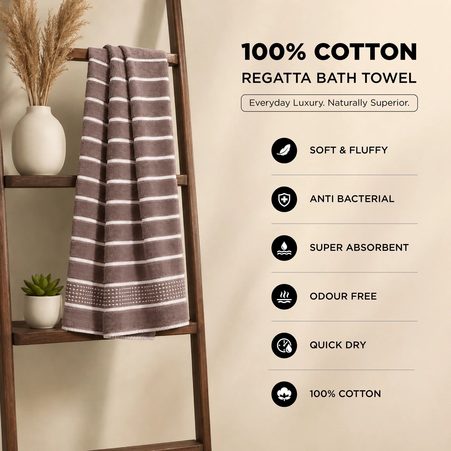 Premium Linen Bath Towel for Men & Women – Taupe