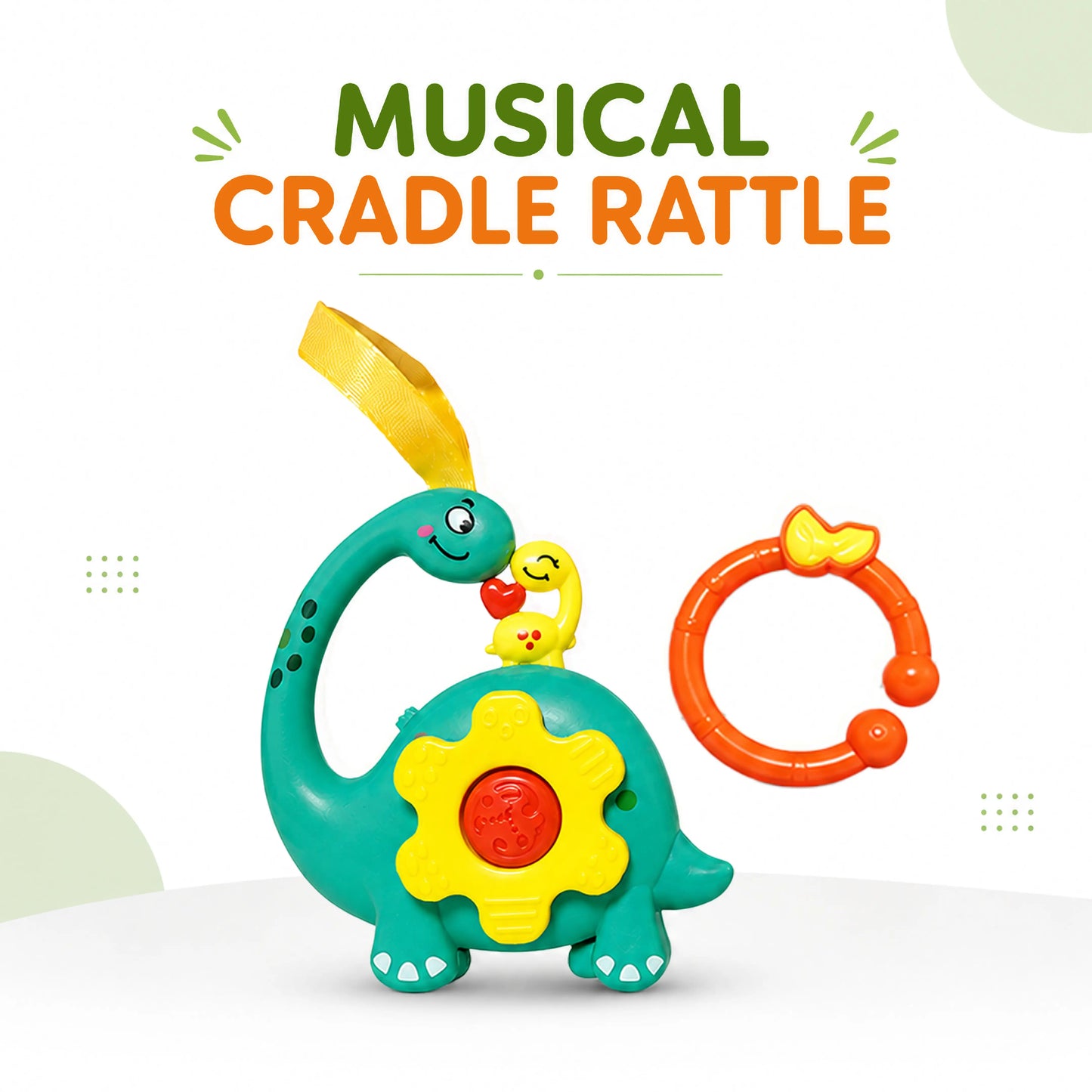 Teal Green Dinosaur Musical Hanging Toy for Baby Cradle – Light & Sound