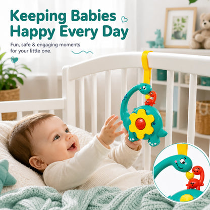 Teal Green Dinosaur Musical Hanging Toy for Baby Cradle – Light & Sound