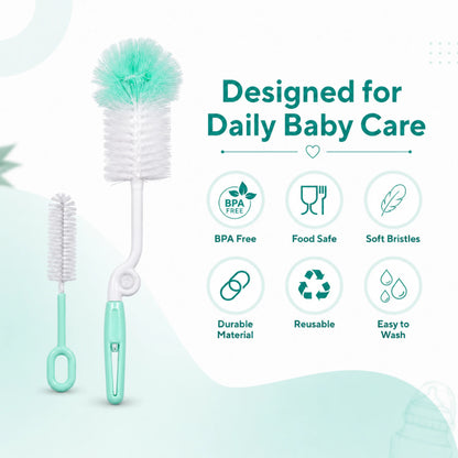Baby Feeding Bottle Cleaning Brush Set, BPA Free – Teal