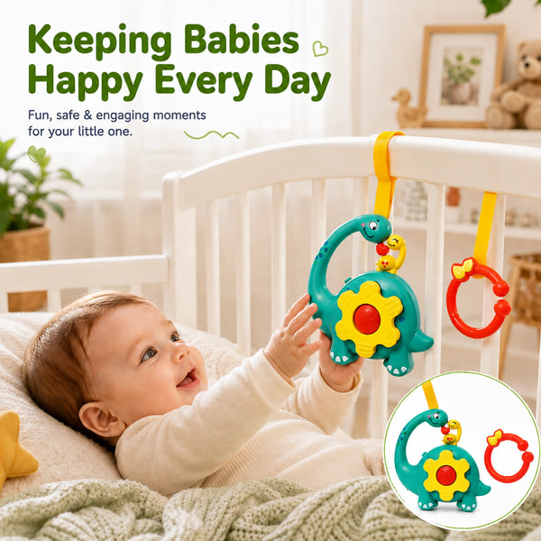 Teal Green Dinosaur Musical Hanging Toy for Baby Cradle – Light & Sound