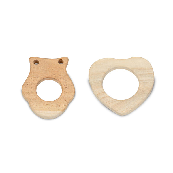 Bubzee Neem Owl  & Heart Shape  Teether Combo for Babies – Pack of 2