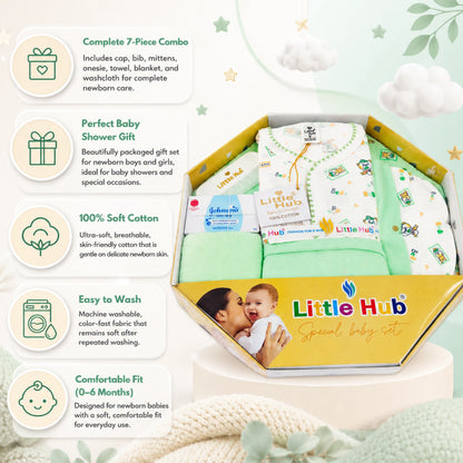 100% Cotton Newborn Baby Clothing Set – 7 Pieces