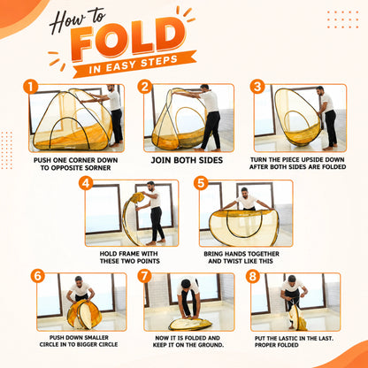Foldable Single Bed Mosquito Net | Polyester 30GSM mesh - Yellow