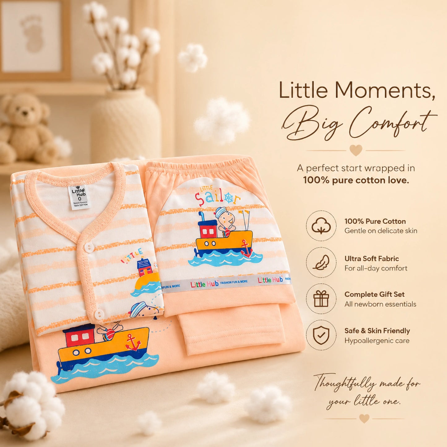 100% Cotton Baby Suit Set for Newborns – 7 Pieces