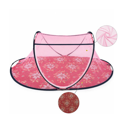 Foldable Single Bed Mosquito Net | Polyester 30GSM mesh - Pink