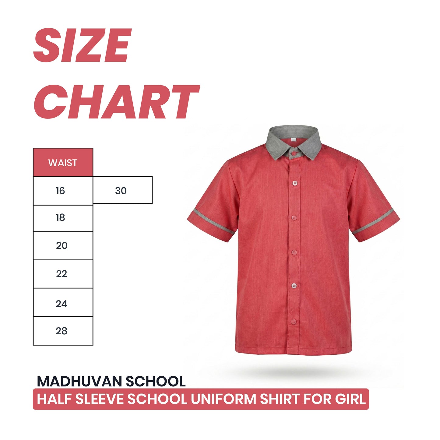 Madhuvan School  Half Sleeve School Uniform Shirt