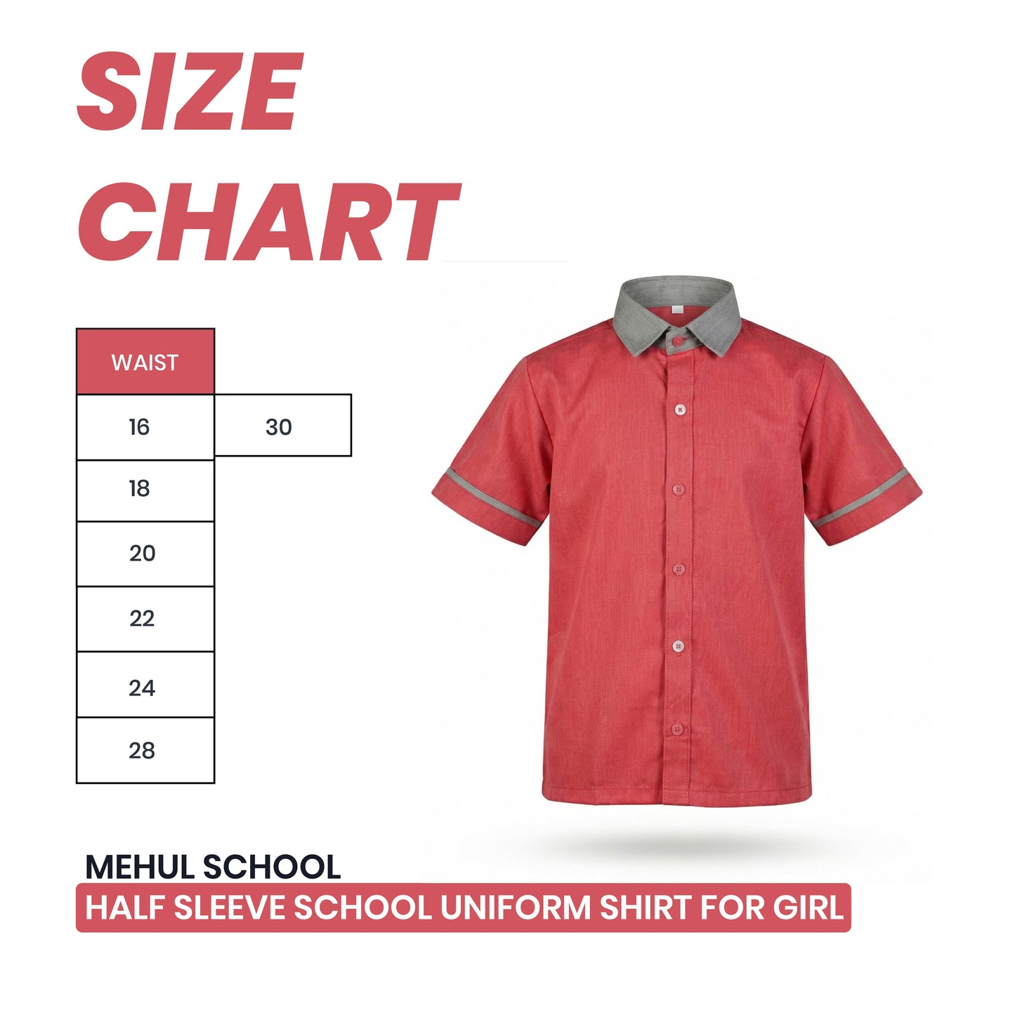 Mehul School  Half Sleeve School Uniform Shirt