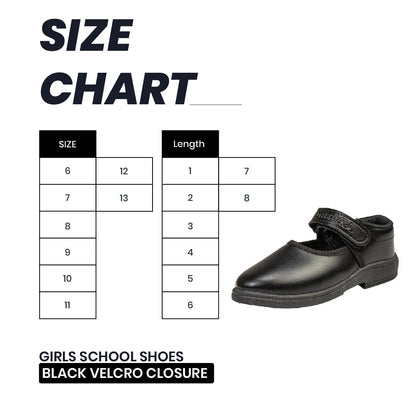 Girls School Shoes – Black Velcro Closure