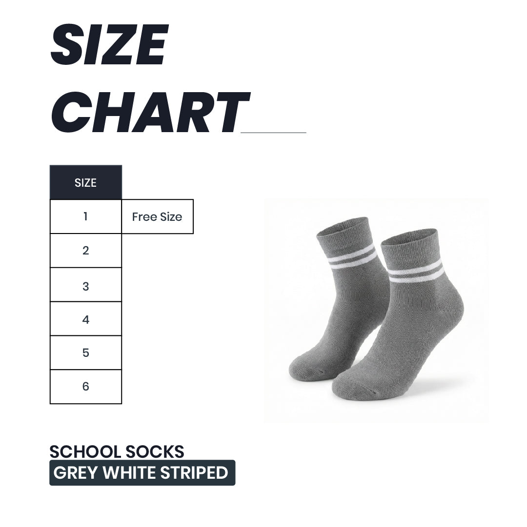 Grey White Striped School Socks