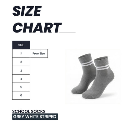 Grey White Striped School Socks