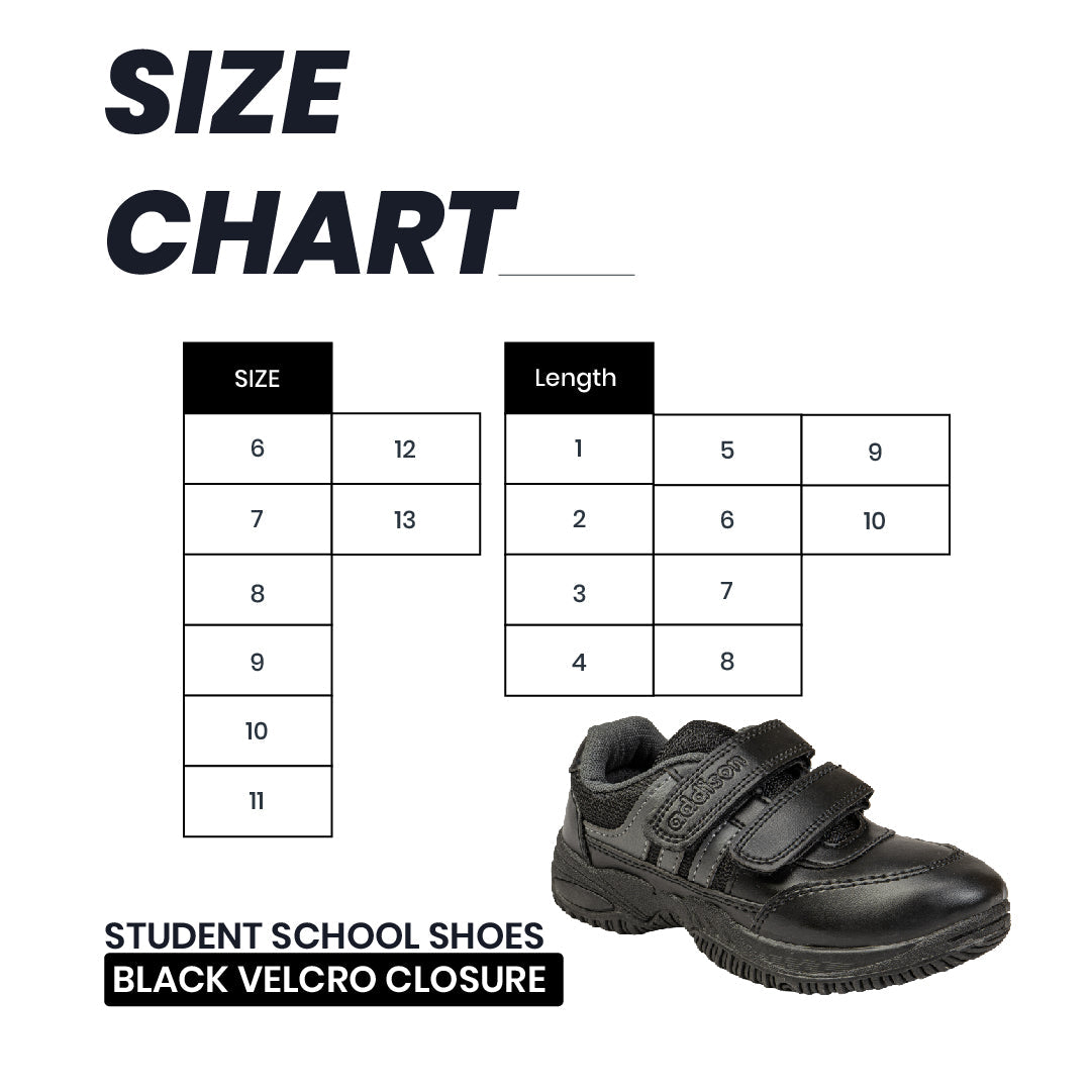 Student School Shoes – Black Velcro Closure